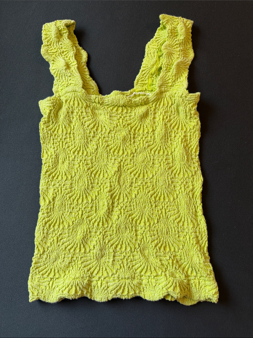 Free People Neon Yellow Smocked Tank